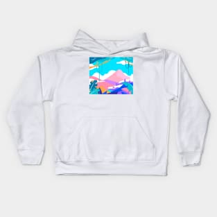 skiing in the mountain Kids Hoodie